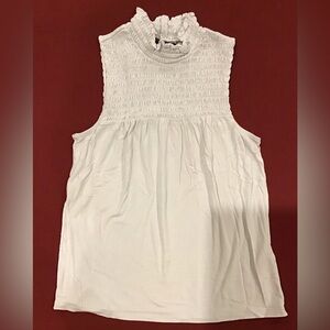 Banana Republic sleeveless smocked high neck blouse